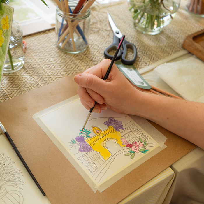 Watercolor Postcard Painting with The Postcard Studio