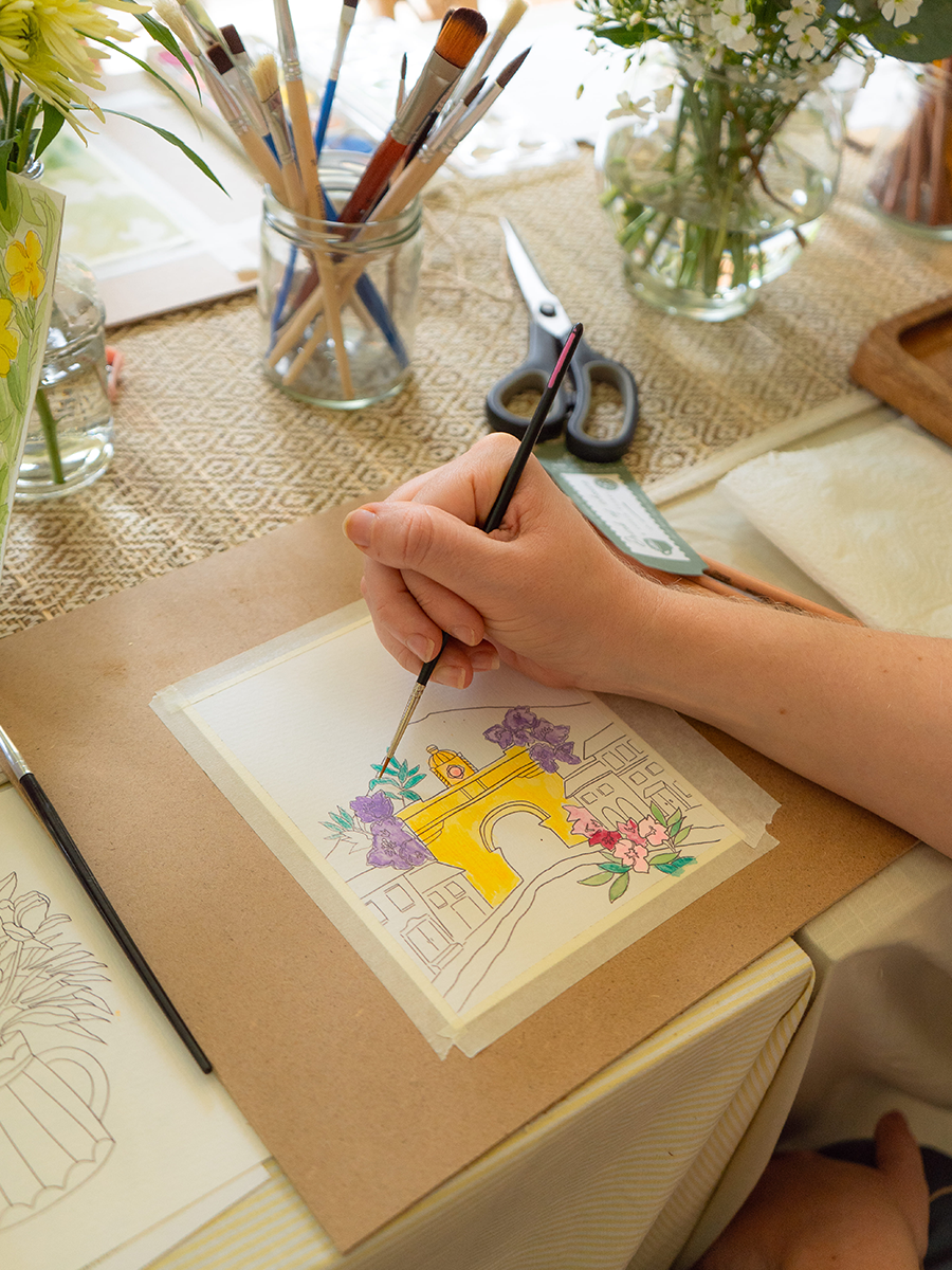 Watercolor Postcard Painting with The Postcard Studio